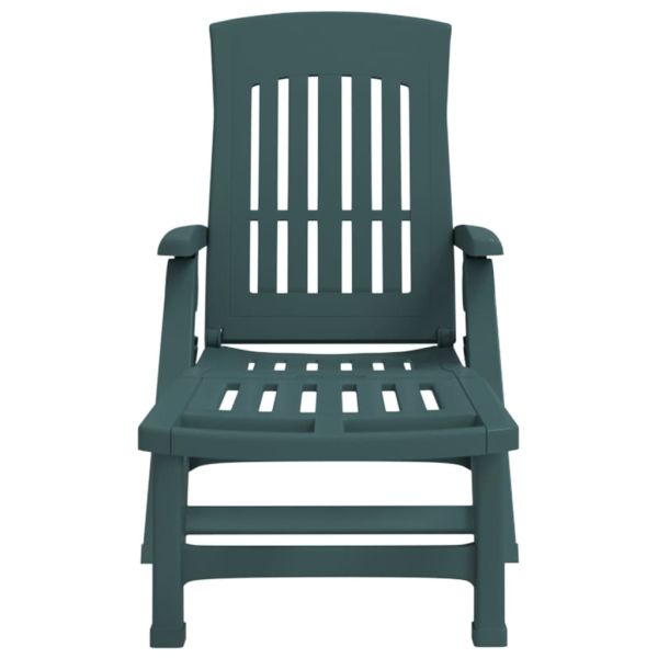 Сгъваем шезлонг с колела, зелен, PP