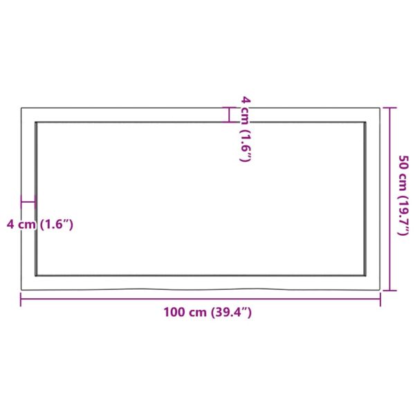Плот за маса светлокафяв 100x50x(2-6) см обработен масивен дъб