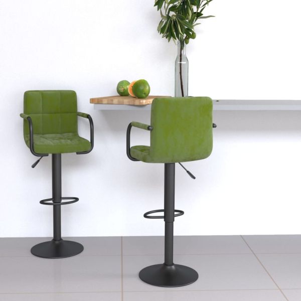 Бар табуретки, 2 бр, светлозелени, кадифе
