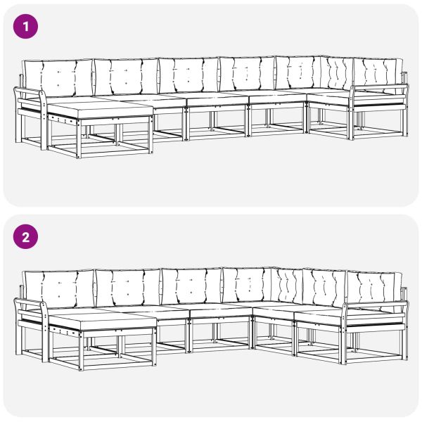 Комплект дивани за открито 7 pcs Естествено и светло сиво