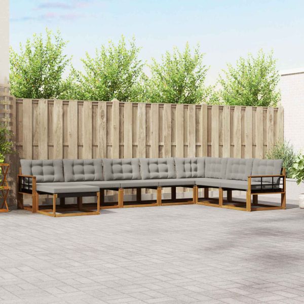 Комплект дивани за открито 8 pcs Естествено и светло сиво