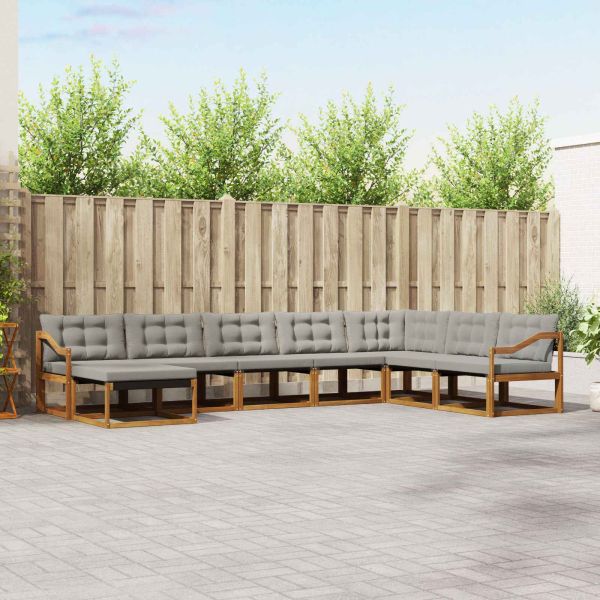 Комплект дивани за открито 8 pcs Естествено и светло сиво