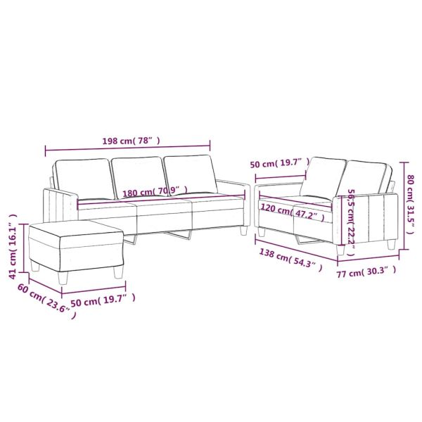 Комплект дивани от 3 части, с възглавници, син, кадифе