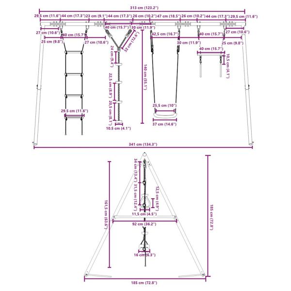 Външен комплект с люлка седалка, трапец, стълба и люлка дискове
