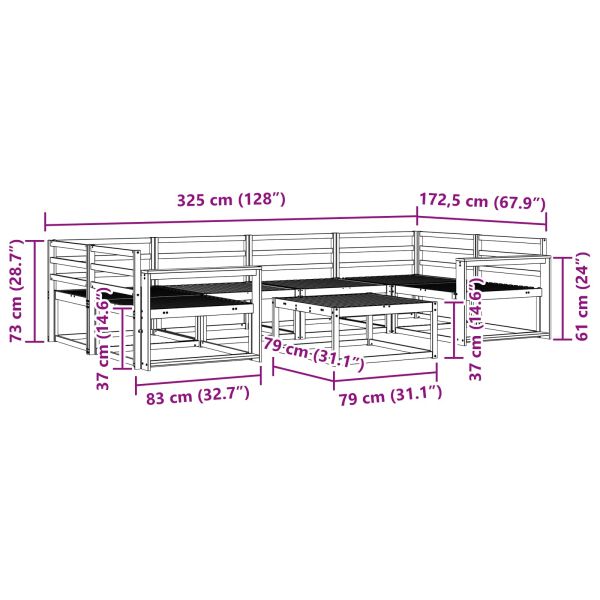 Комплект дивани за открито 7 pcs Естествен