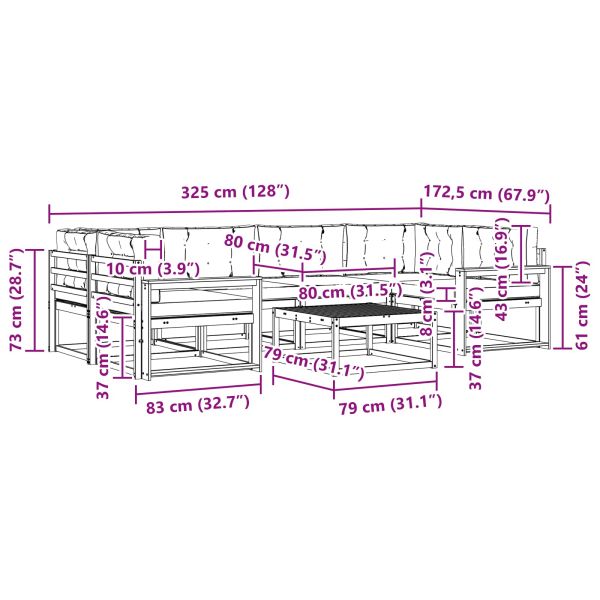 Комплект дивани за открито 7 pcs Натурален и Крема