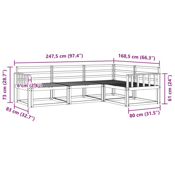 Комплект дивани за открито 4 pcs Естествен