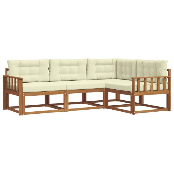 Комплект дивани за открито 4 pcs Натурален и Крема