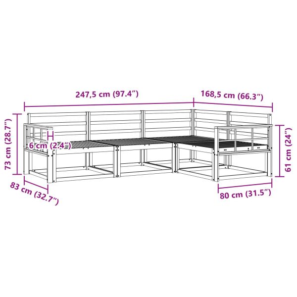 Комплект дивани за открито 4 pcs Естествен