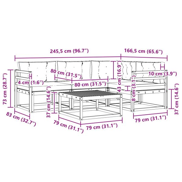 Комплект дивани за открито 5 pcs Натурален и Крема