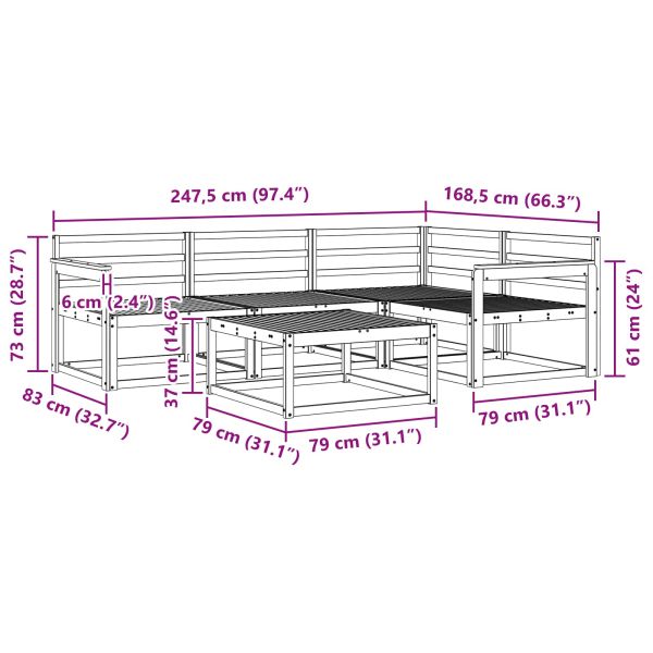 Комплект дивани за открито 5 pcs Естествен