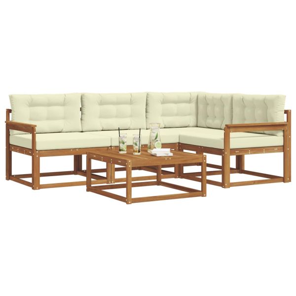 Комплект дивани за открито 5 pcs Натурален и Крема