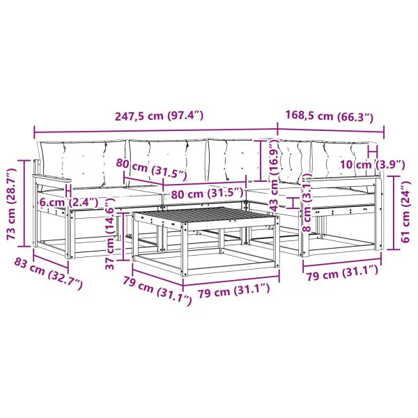 Комплект дивани за открито 5 pcs Натурален и Крема