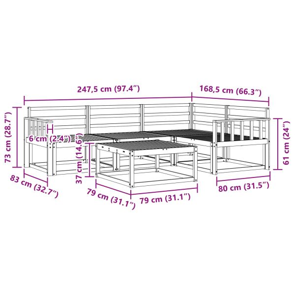 Комплект дивани за открито 5 pcs Естествен