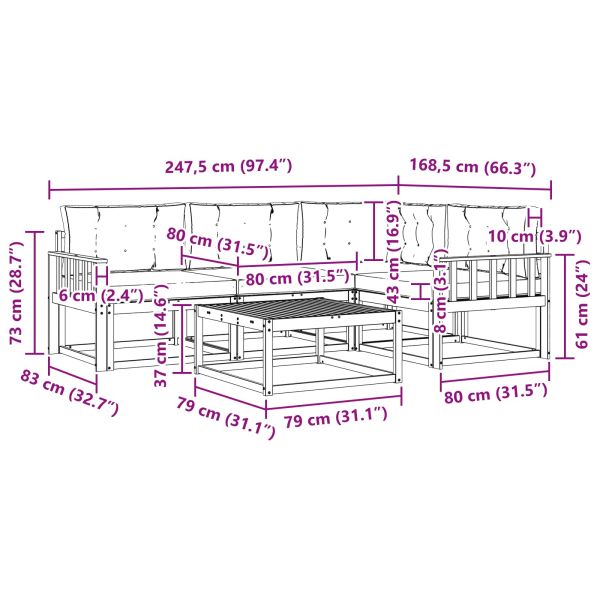 Комплект дивани за открито 5 pcs Натурален и Крема