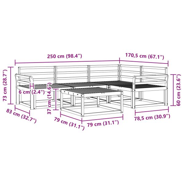 Комплект дивани за открито 5 pcs Естествен