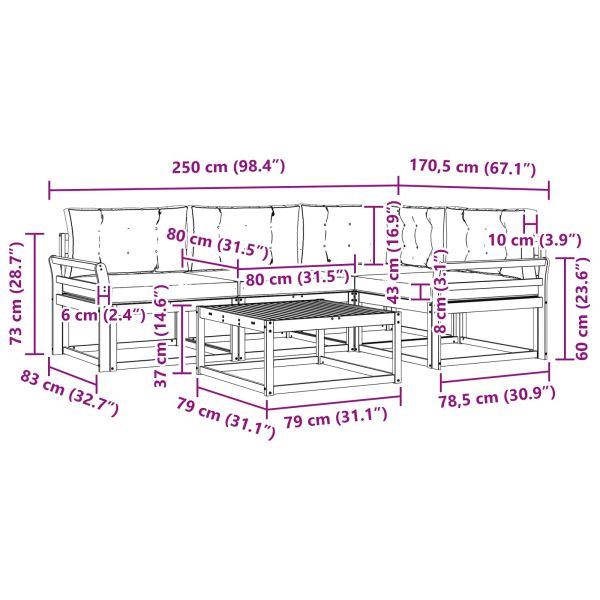 Комплект дивани за открито 5 pcs Натурален и Крема