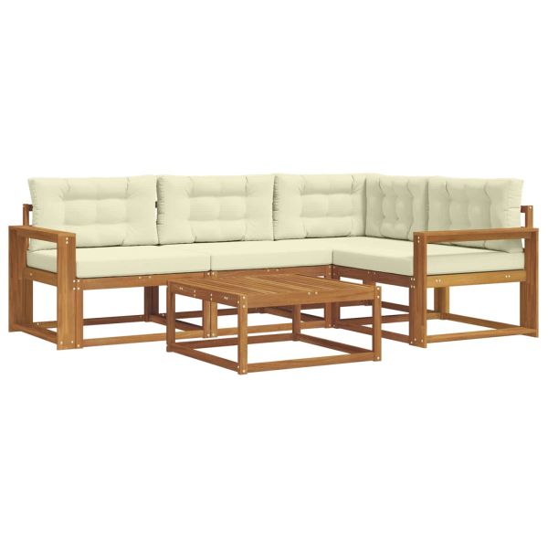 Комплект дивани за открито 5 pcs Натурален и Крема