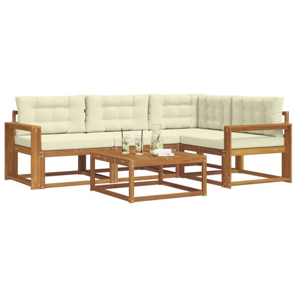Комплект дивани за открито 5 pcs Натурален и Крема