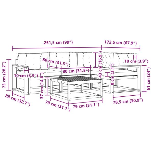 Комплект дивани за открито 5 pcs Натурален и Крема
