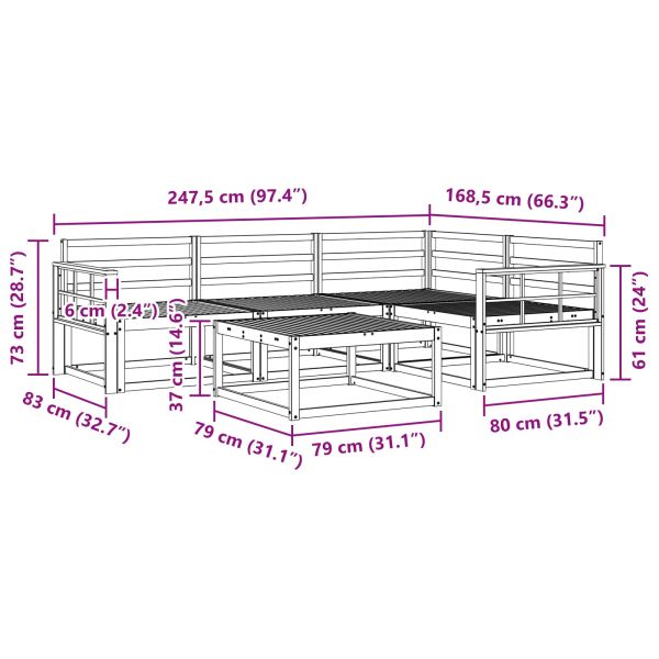 Комплект дивани за открито 5 pcs Естествен