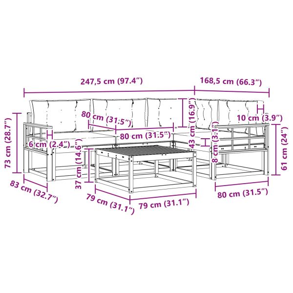 Комплект дивани за открито 5 pcs Натурален и Крема
