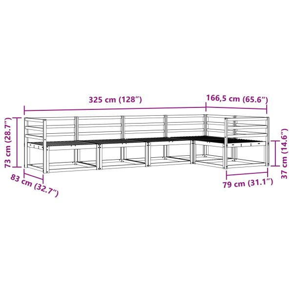Комплект дивани за открито 5 pcs Натурално
