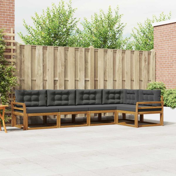 Комплект дивани за открито 5 pcs Натурален и Антрацит