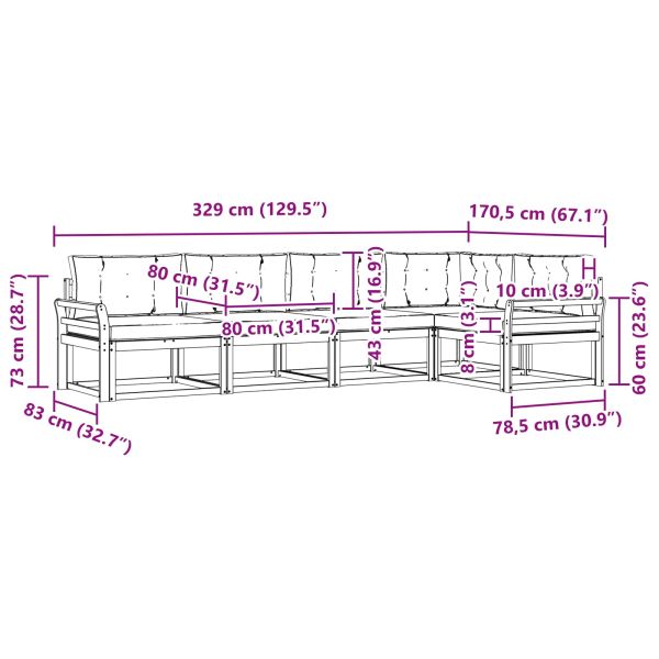 Комплект дивани за открито 5 pcs Натурален и Антрацит