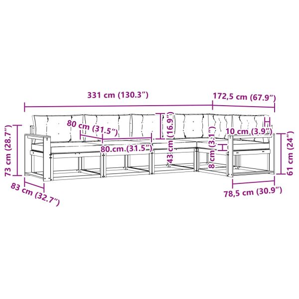 Комплект дивани за открито 5 pcs Натурален и Крема