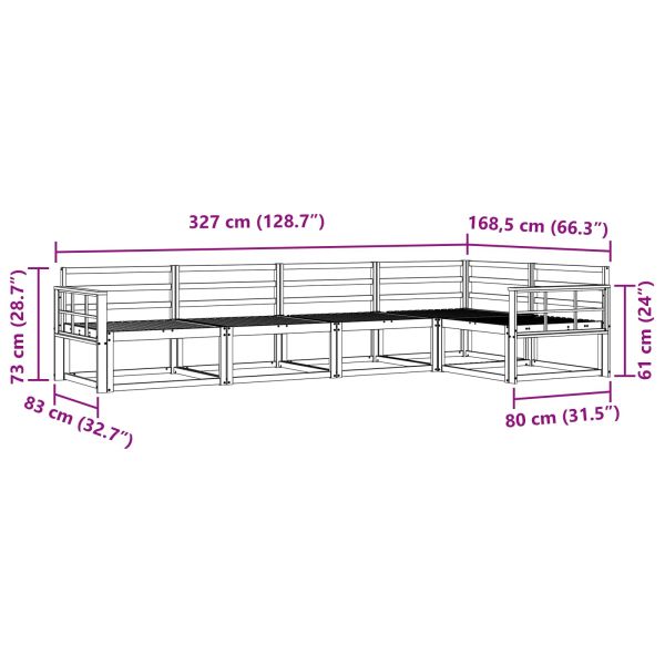Комплект дивани за открито 5 pcs Натурално