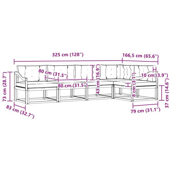 Комплект дивани за открито 5 pcs Натурален и Крема