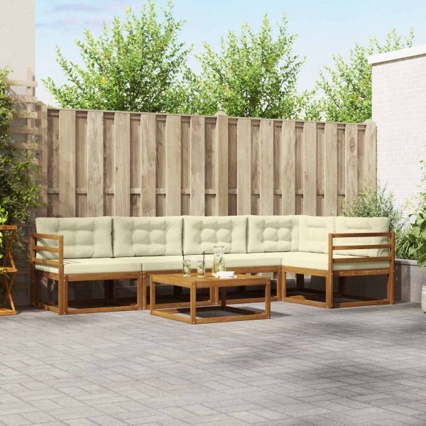 Комплект дивани за открито 6 pcs Натурален и Крема