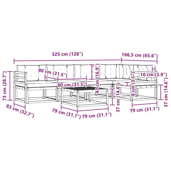 Комплект дивани за открито 6 pcs Натурален и Антрацит