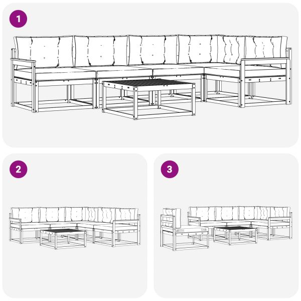 Комплект дивани за открито 6 pcs Натурален и Крема