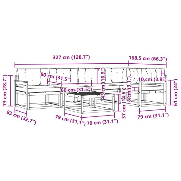 Комплект дивани за открито 6 pcs Натурален и Крема