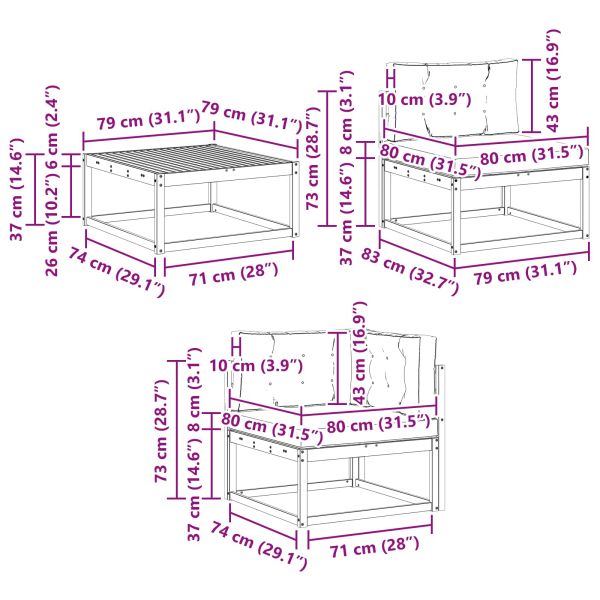 Комплект дивани за открито 6 pcs Натурален и Крема