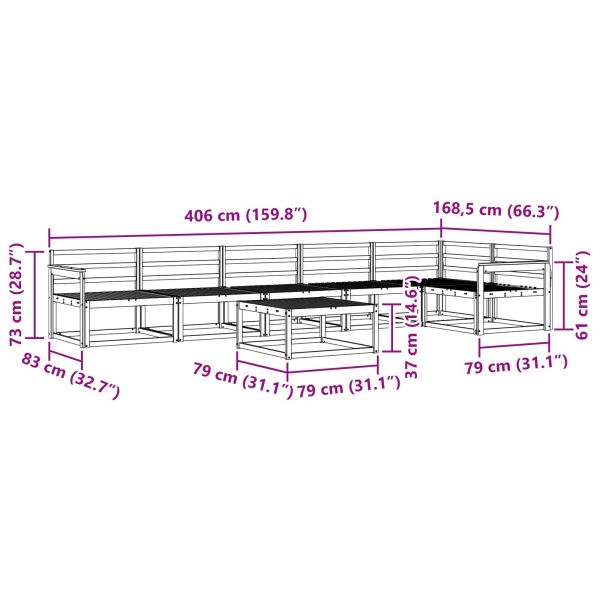 Комплект дивани за открито 7 pcs Естествен