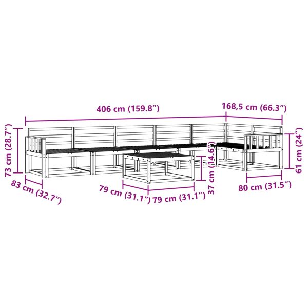 Комплект дивани за открито 7 pcs Естествен