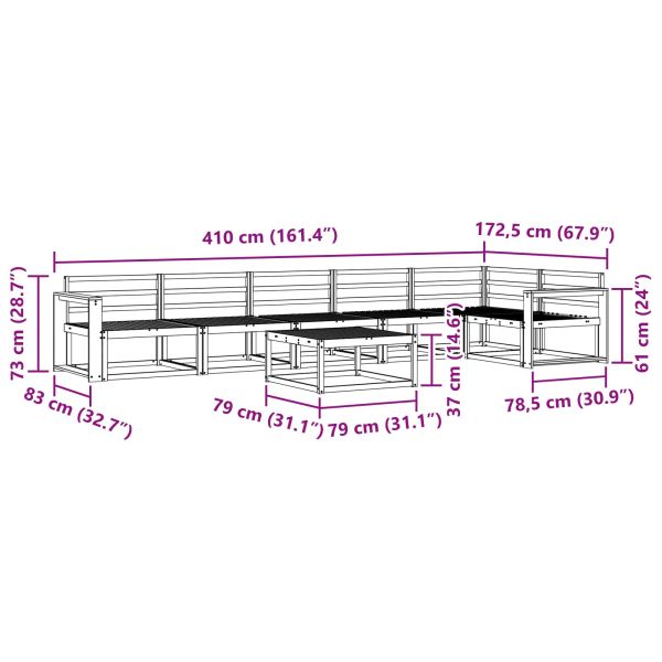 Комплект дивани за открито 7 pcs Естествен