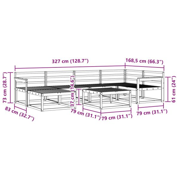 Комплект дивани за открито 7 pcs Естествен