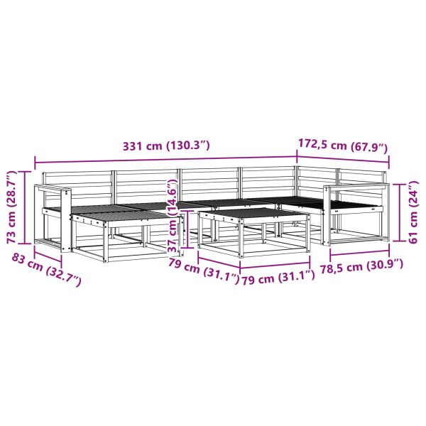 Комплект дивани за открито 7 pcs Естествен