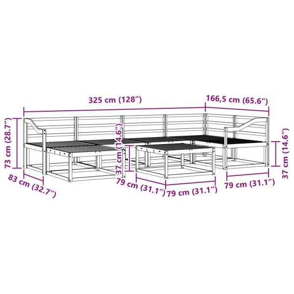 Комплект дивани за открито 7 pcs Естествен