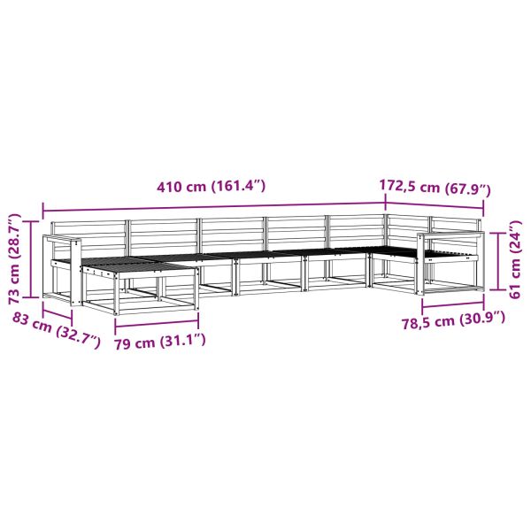 Комплект дивани за открито 7 pcs Естествен