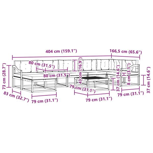 Комплект дивани за открито 8 pcs Натурален и Антрацит