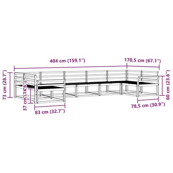 Комплект дивани за открито 7 pcs Естествен