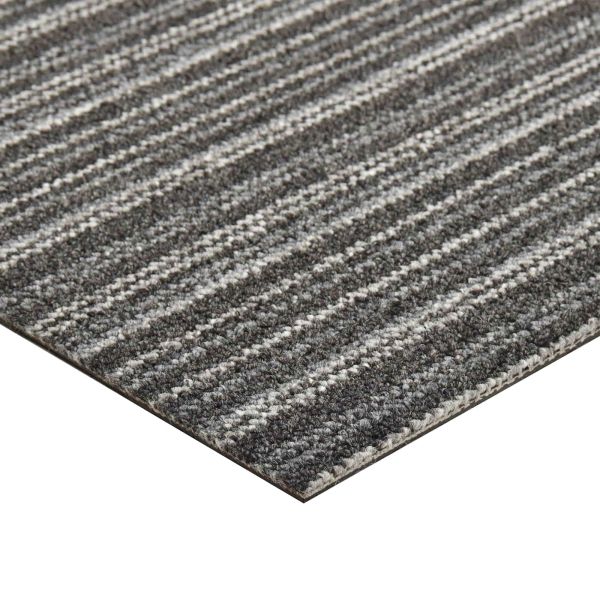 Килим 20 pcs Антрацитно с ивици 50 x 50 cm 100% Полипропилен