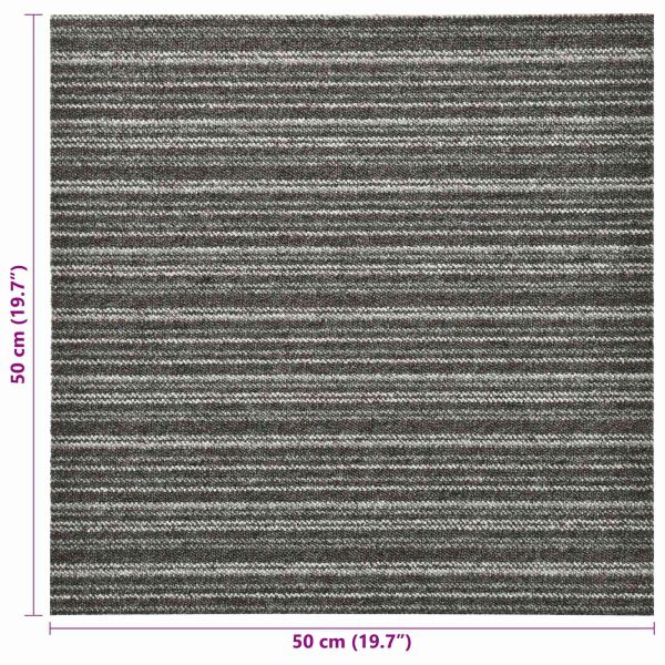 Килим 20 pcs Антрацитно с ивици 50 x 50 cm 100% Полипропилен
