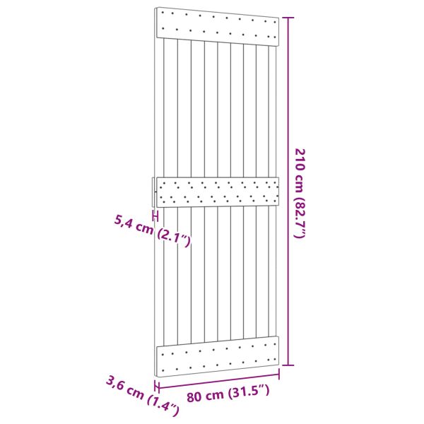Врата NARVIK Естествен 80 x 210 cm Солидна борова дървесина