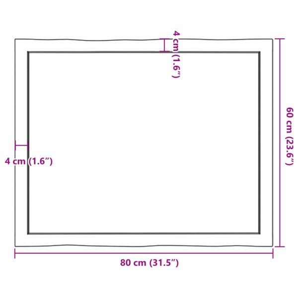 Плот за маса светлокафяв 80x60x(2-4) см обработен масивен дъб